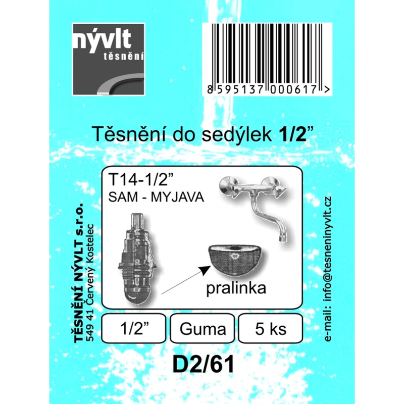 Sada těsnění sedla vršku 1/2 půlkulaté guma, 5 ks