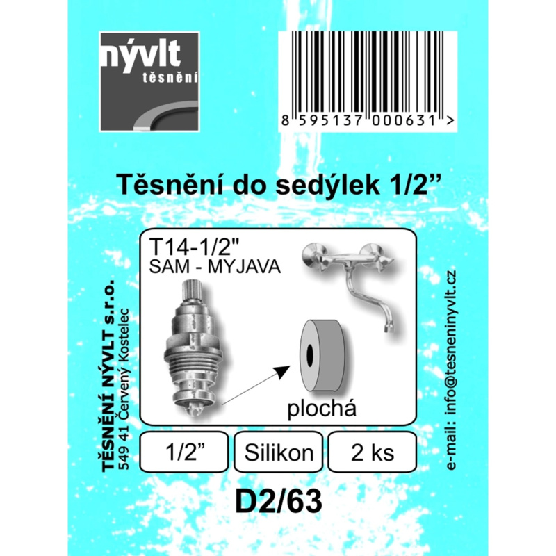 Sada těsnění sedla vršku ploché 1/2 silikon, 2 ks