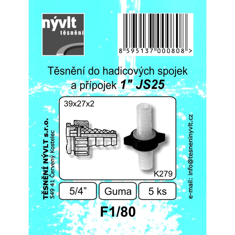 Těsnění do hadicových spojek a přípojek 1 JS25, 5 ks