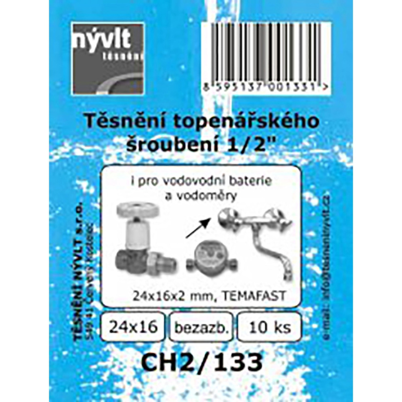 Sada těsnění topenářského šroubení CH2/133 1/2'' 24×16×2, temafast (10 ks/bal.)