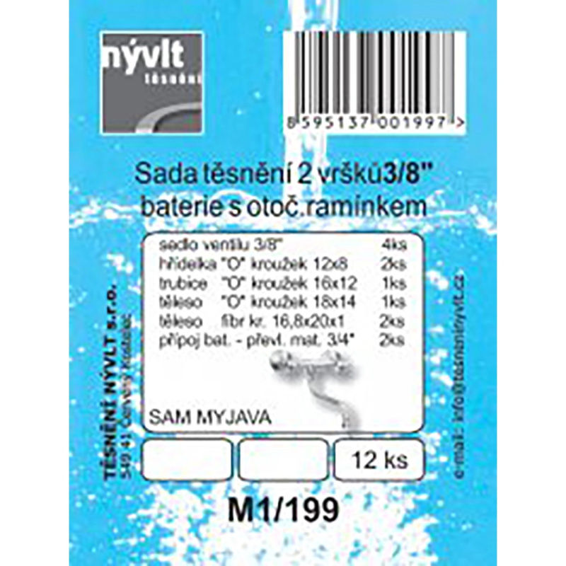 Sada těsnění na vršek baterie Sam Myjava M1/199 3/8, 12 ks