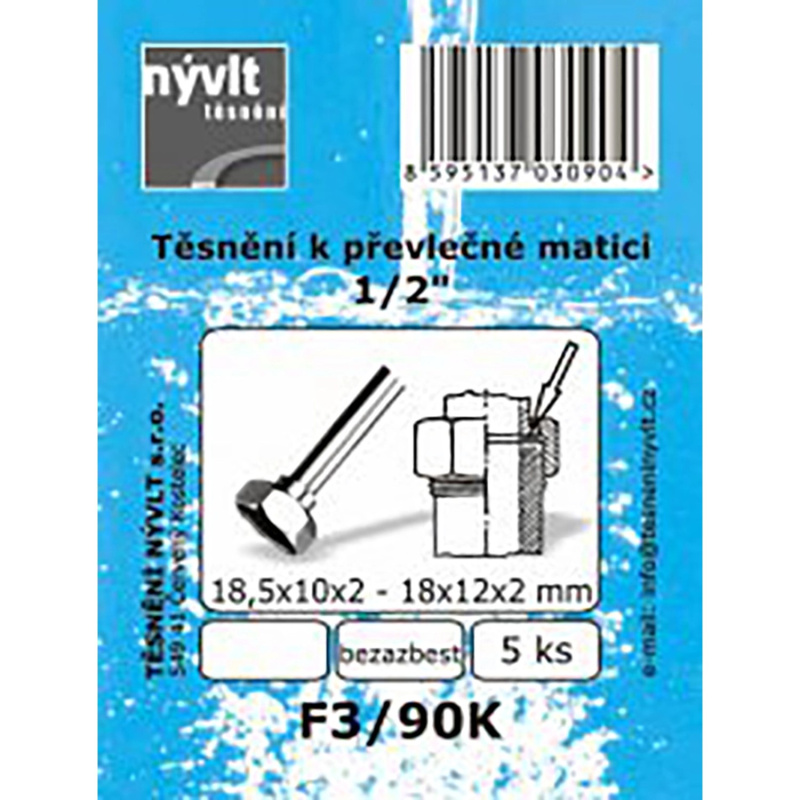 Sada těsnění F3/90K 18×12×2 mm, 3/8" , bezazbest (5 ks)