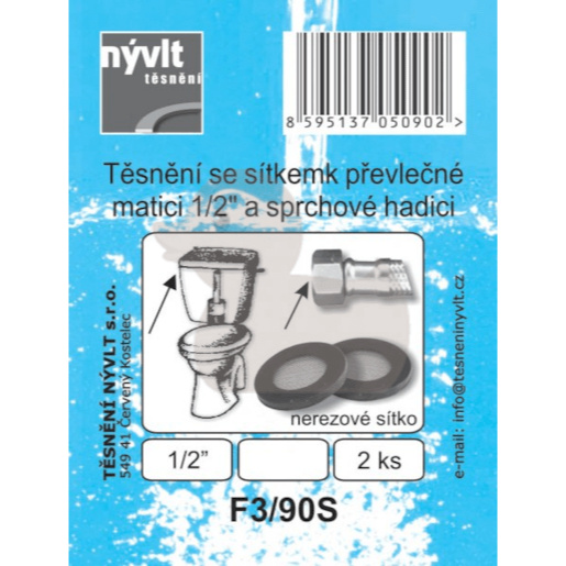 Sada těsnění převlečné matice 1/2 s nerezovým sítkem, 2 ks