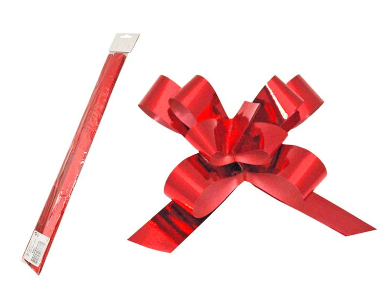 Metalická zatahovací stuha – červená