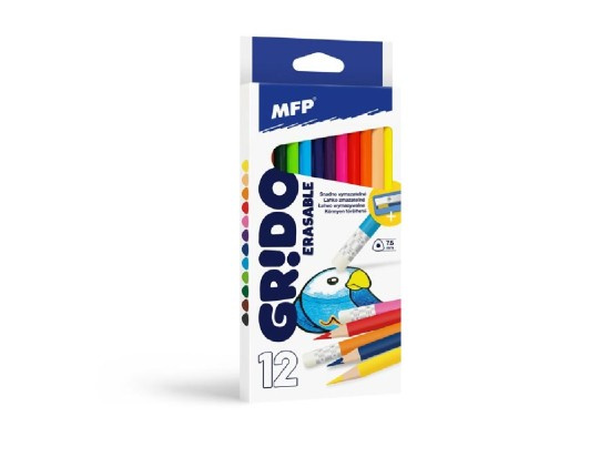 MFP Pastelky trojhranné gumovací s ořezávátkem, 12 barev