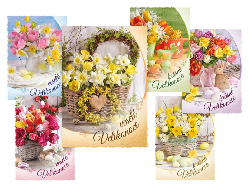 Pohlednice velikonoční MFP 118 E, výsek + UV + glitr