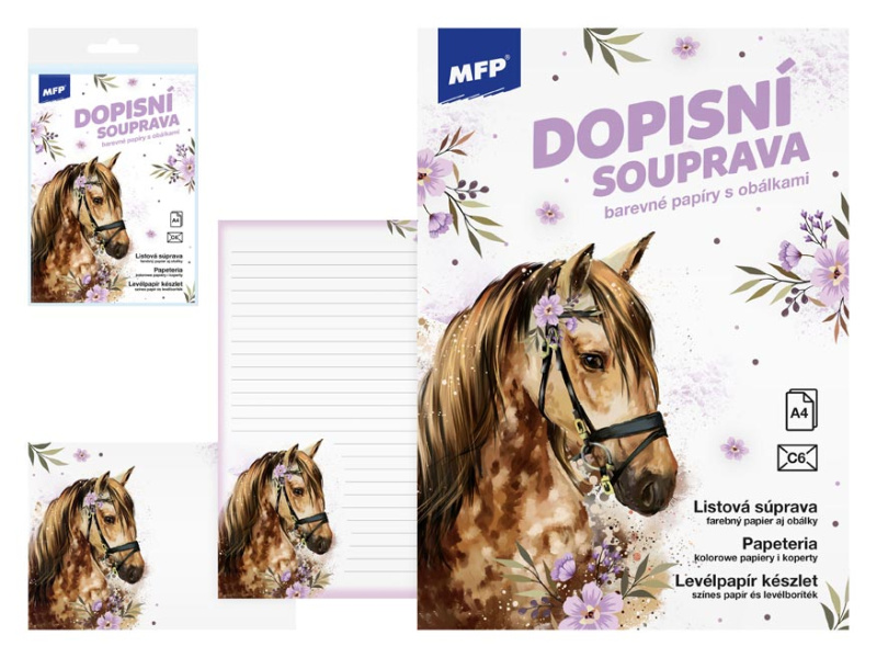 Dopisní papír barevný LUX 5+10 - Kůň