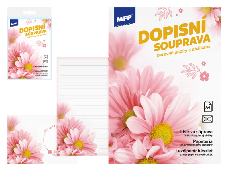 Dopisní papír barevný LUX 5+10 - Květy 1