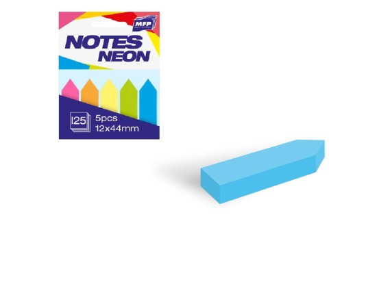 Bloček samolepící 5ks 12x44mm 125 listů mix 5 barev neon