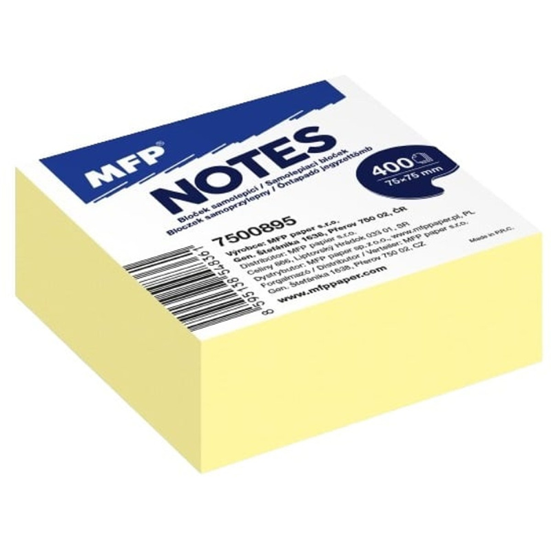 Samolepící žlutý bloček 75×75 mm