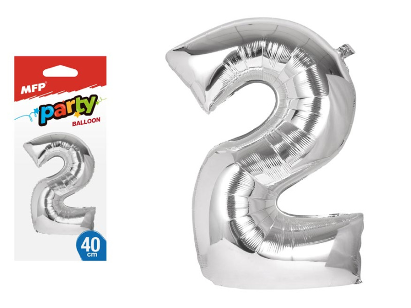 Nafukovací fóliový balónek č. 2, stříbrný, 40 cm