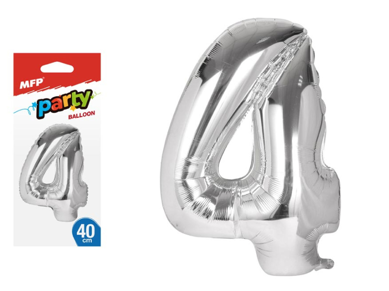 Nafukovací fóliový balónek č. 4, stříbrný, 40 cm