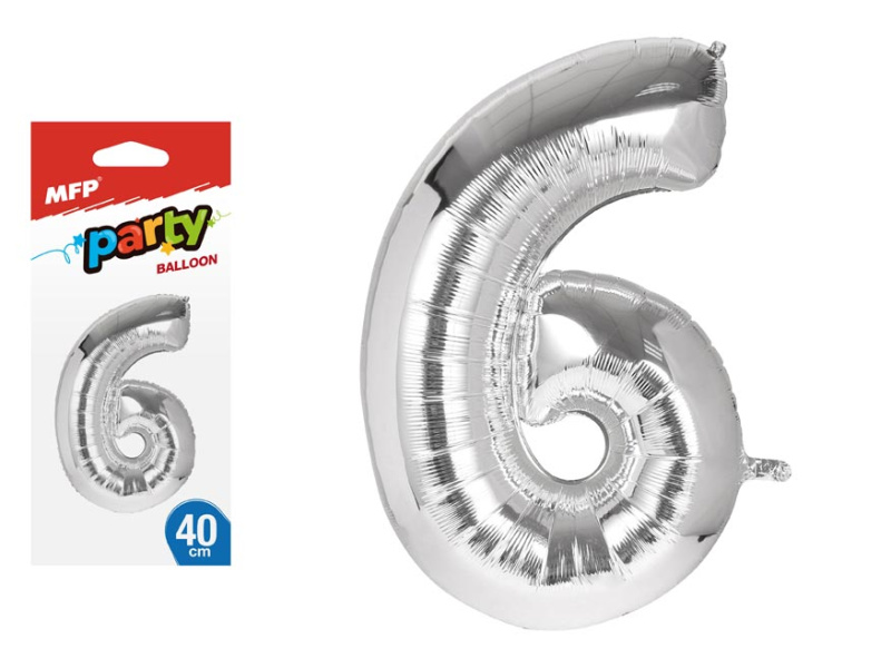 Nafukovací fóliový balónek č. 6, stříbrný, 40 cm