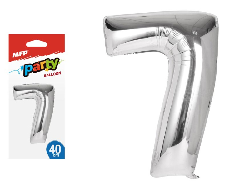 Nafukovací fóliový balónek č. 7, stříbrný, 40 cm