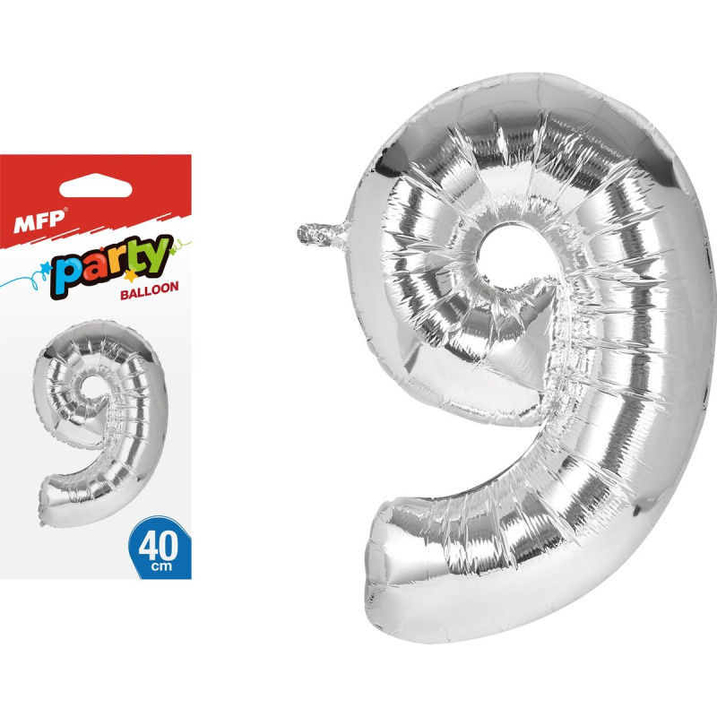 Nafukovací fóliový balónek č. 9, stříbrný, 40 cm
