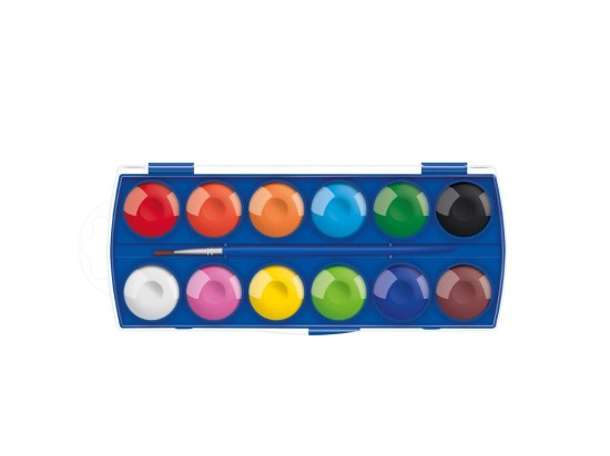 UNIPAP barvy vodové 12 ks barev 30mm + štětec 6300358 163763