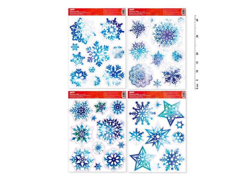 Vánoční okenní fólie vločky, 20×15 cm