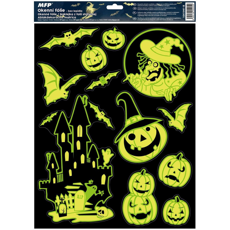 Okenní fólie svítící s halloween motivem