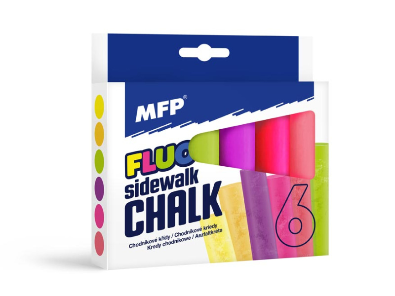 Křídy M chodníkové fluo kulaté 6 ks mix barev - krabička