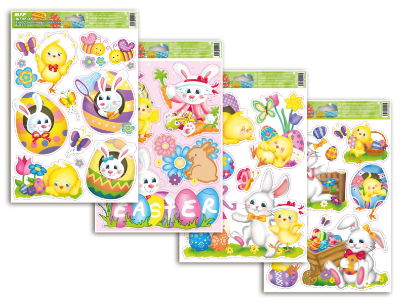 Velikonoční okenní fólie, mix motivů, 20 x 30 cm