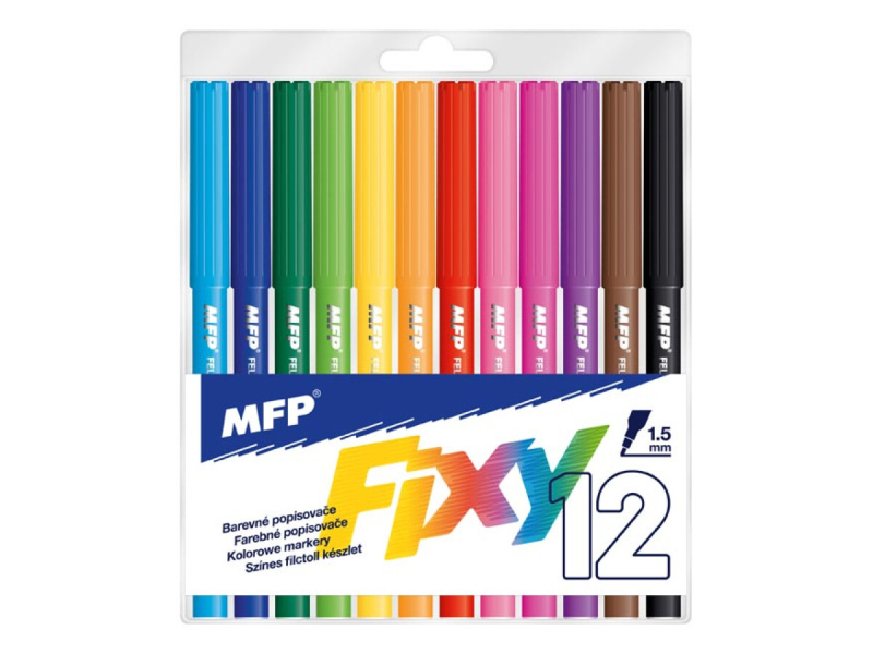 Fixy barevné 12ks v plastovém sáčku 13x16cm