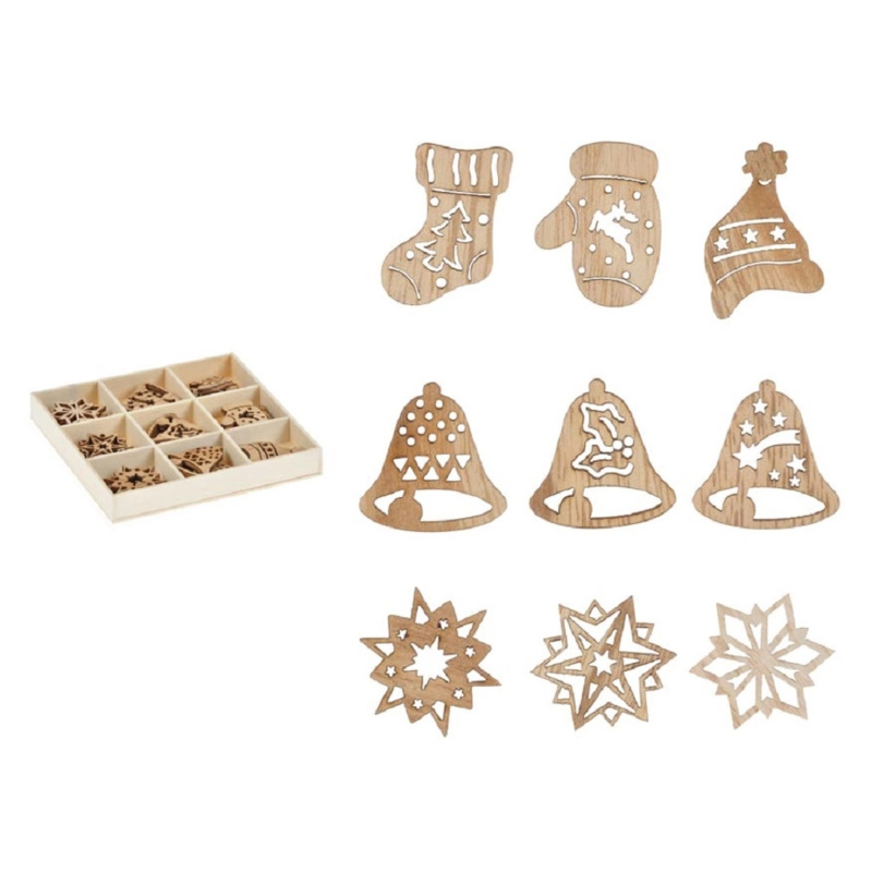 MFP paper Ozdoby dřevěné set mix XC2018904, 27 ks, 3 x 3 cm