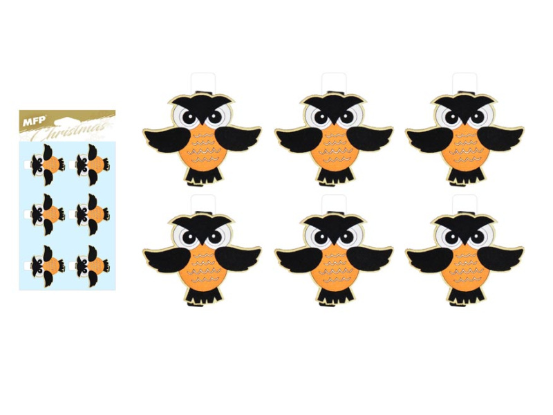Kolíček dřevěný Halloween sova 6ks/4,8cm XC20181011
