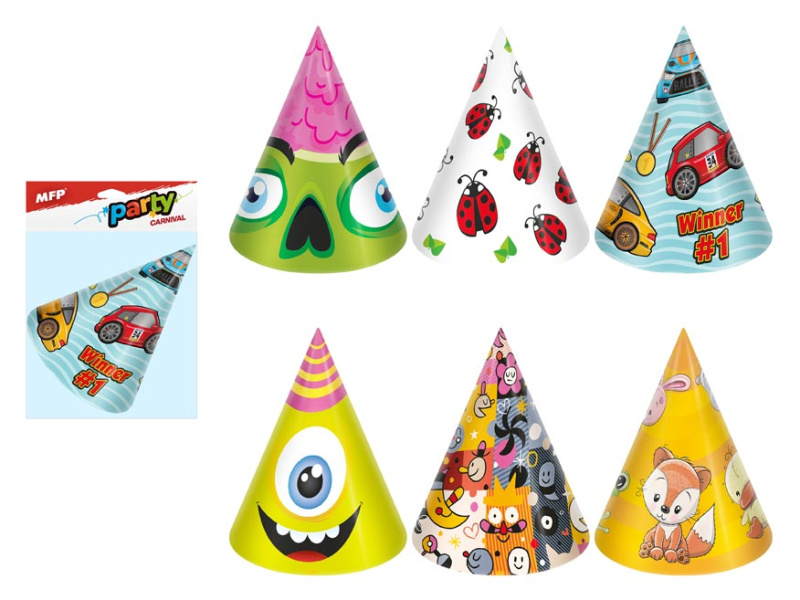 MFP Paper Klobouček karnevalový papírový mix č. 4, 6 ks, 16 cm