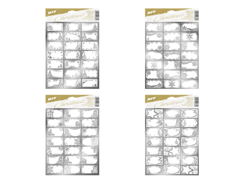 Vánoční samolepky na dárky stříbrné