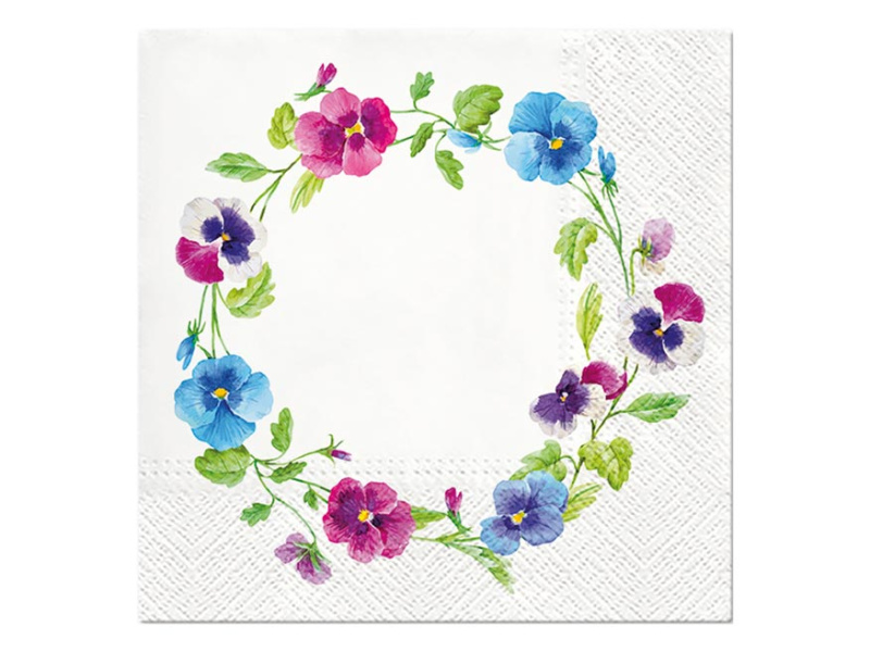 Dekorační ubrousky 33 × 33 cm, 20 ks - macešky