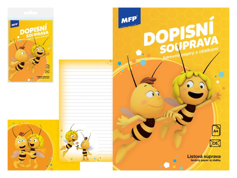 Dopisní papír barevný LUX 5+10 - Včelka Mája