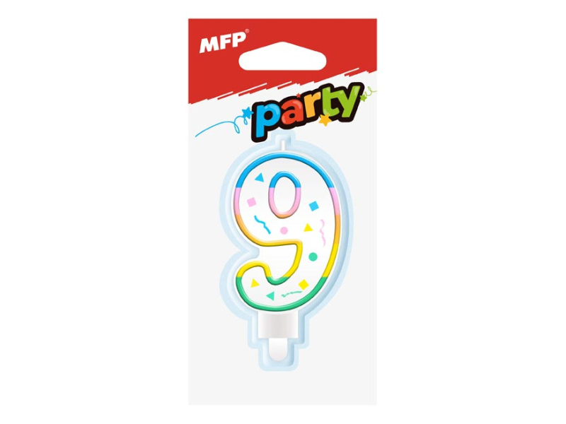 Dortová svíčka č. 9 duhová