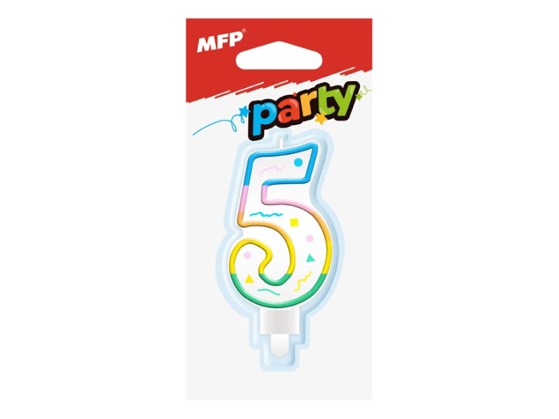 Dortová svíčka č. 5 duhová