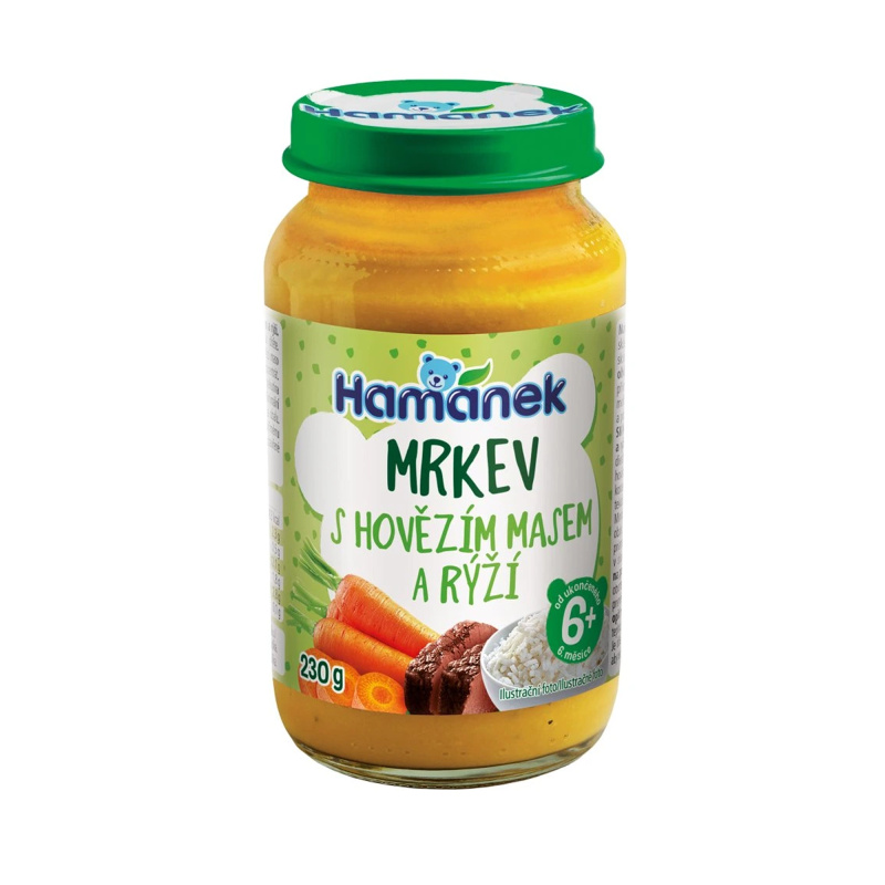HAMÁNEK Mrkev s hovězím masem a rýží 8m+ 230 g