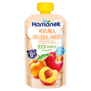 Hamánek Ovocná kapsička meruňka, broskev a jablko