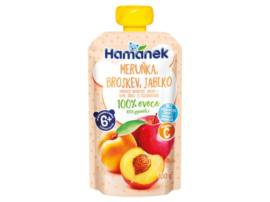 Hamánek Ovocná kapsička meruňka, broskev a jablko