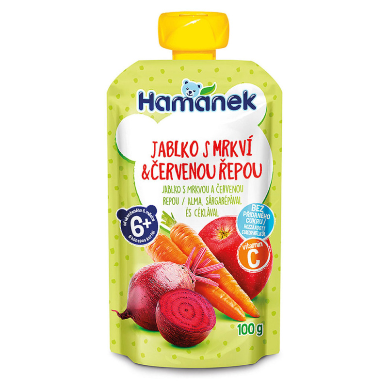Hamánek Ovocná kapsička jablko, mrkev a červená řepa