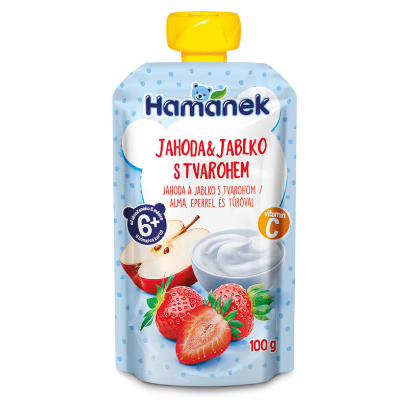 Hamánek Ovocná kapsička jahoda a jablko s tvarohem