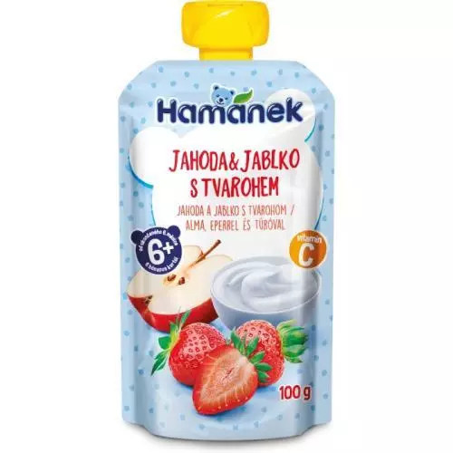 Hamánek Ovocná kapsička jahoda a jablko s tvarohem