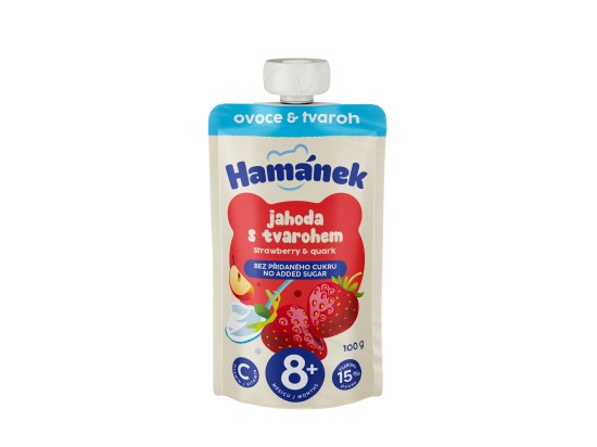 Hamánek Ovocná kapsička jahoda a jablko s tvarohem