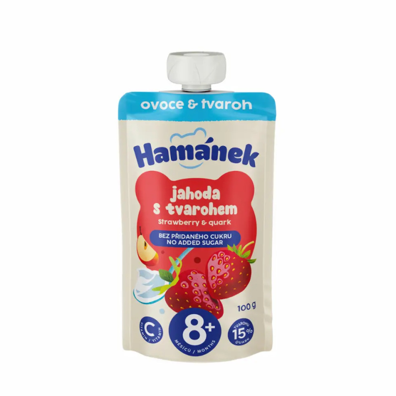 Hamánek Ovocná kapsička jahoda a jablko s tvarohem