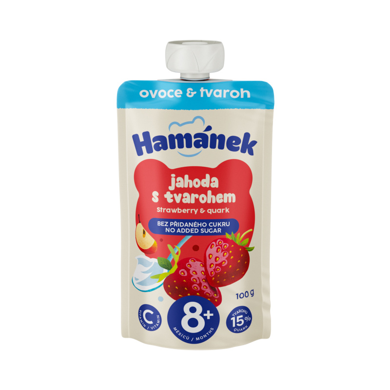 Hamánek Ovocná kapsička jahoda a jablko s tvarohem