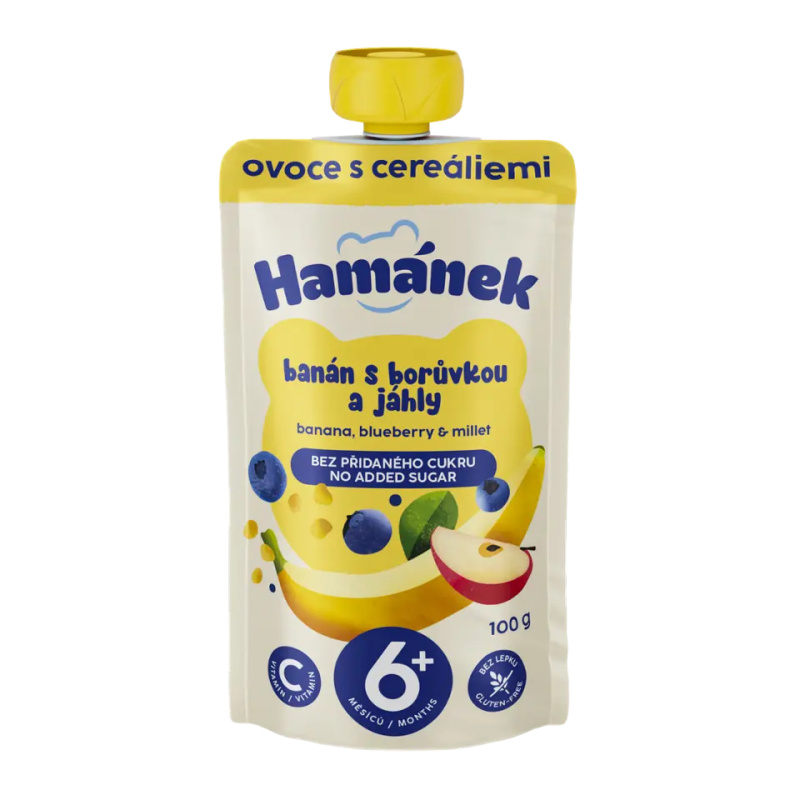 HAMÁNEK Jablko s banánem, borůvkou a jáhly 6m+ 100 g