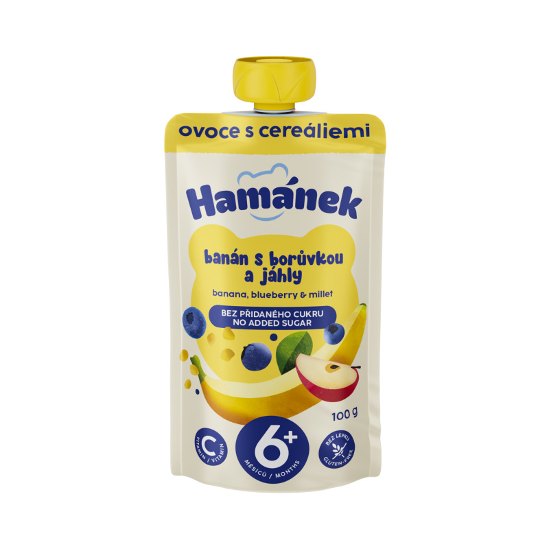 HAMÁNEK Jablko s banánem, borůvkou a jáhly 6m+ 100 g