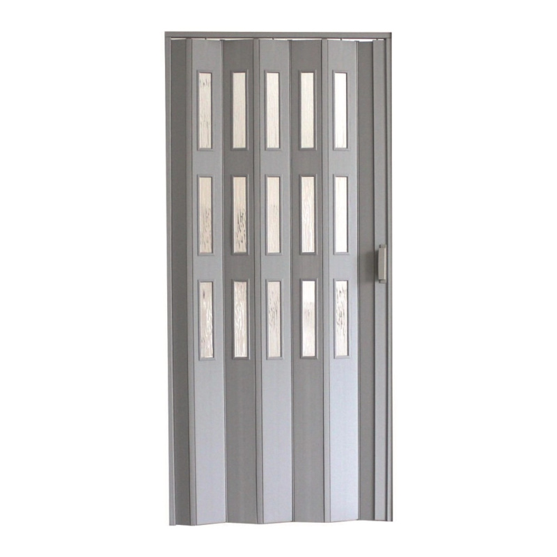 HOPA Plastové shrnovací dveře Dora prosklené šedé 74 x 200 cm