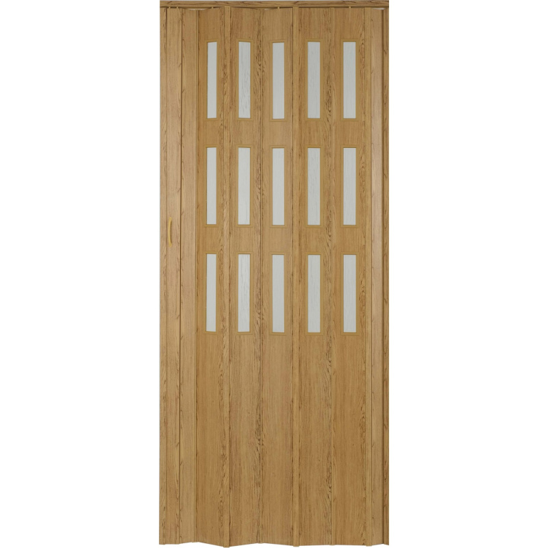 HOPA Plastové shrnovací dveře Matrix prosklené buk rustikální 87 x 200 cm