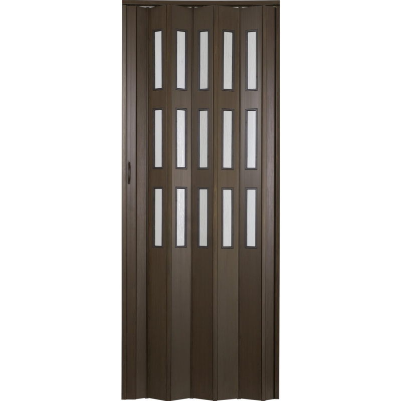 HOPA Plastové shrnovací dveře Matrix prosklené ořech tmavý 87 x 200 cm