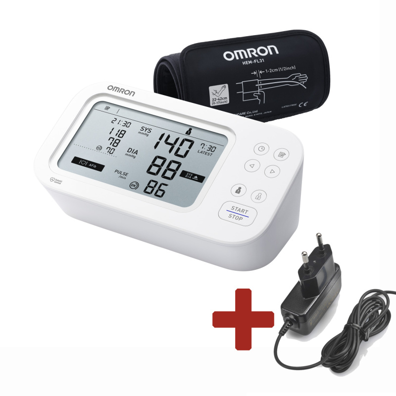 Omron M6 Comfort AFib pažní tonometr + síťový zdroj