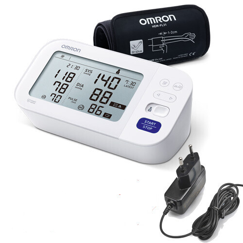 Omron M6 Comfort AFib pažní tonometr + síťový zdroj