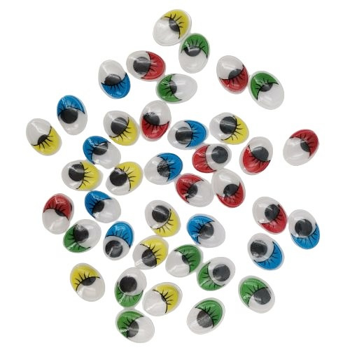 Dekorační pohyblivé oči oválné barevné 16mm (40ks)